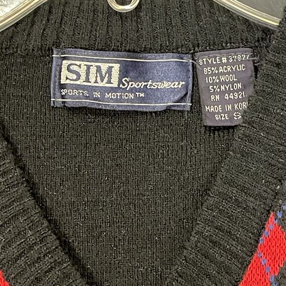 Mens Sweater Size S Sleeveless Vest Argyle Print Academia Preppy Holiday Evening - Picture 3 of 5